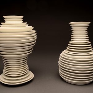<strong>Plate Setting, 2013</strong><br/>
10.5 X 13 X 6.5"<br/> GLAZED IMPERIAL PORCELAIN PLATES