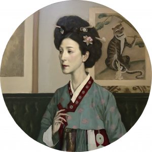 Portrait of Eunshin Kim, 24x24", Oil on Canvas Panel