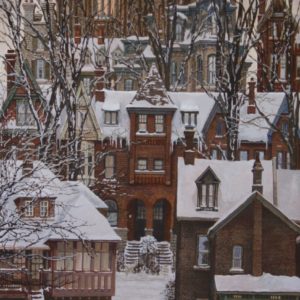 <strong>Back Lane</strong>, 2020<br>36"x 12"<br>Egg Tempera on True Gesso Birch Panel