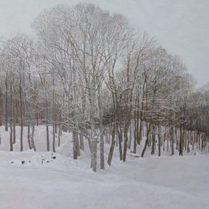 <strong>Edge Of The Woods</strong>, 2021<br>24"x 36"<br>Egg Tempera on True Gesso Birch Panel