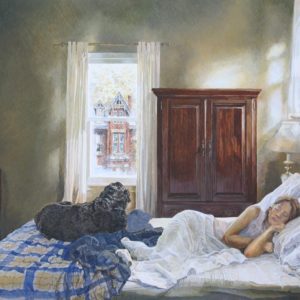 <strong>Sleeping In</strong>, 2021<br>24" x 18"<br>Egg Tempera on True Gesso Birch Panel