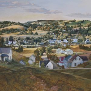 <strong>Valley View</strong>, 2022<br>36" x 48"<br>Egg Tempera on True Gesso Cradled Birch Panel